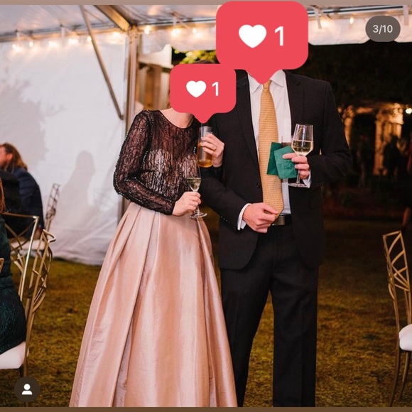 Mac Duggal formal black jeweled and champagne gown - Picture 2 of 5